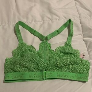 Victoria’s Secret Lime Green Lace Racerback Front Closure Bralette Size Small